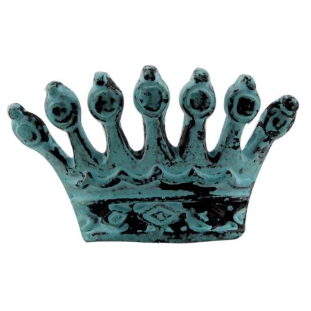 Antique Sea Green Crown Iron Cabinet Knob